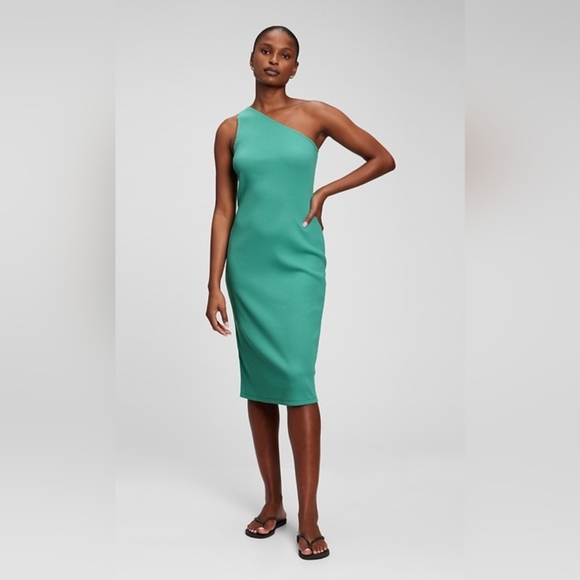 GAP Rib One Shoulder Midi Dress Size Small - Picture 1 of 7